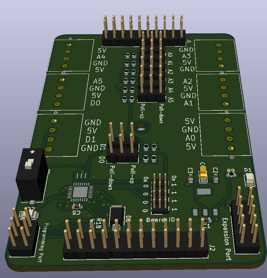 An image of the layout of the SDAQ Analog and Digital Board.